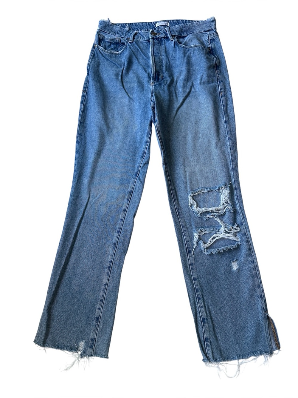 Good American Good Boy High-Rise Distressed Boyfriend Jeans